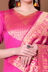 Elegant Pink Jacquard Kurta Set with Bottom & Dupatta | Readymade Indian Suit | Size S-XXL