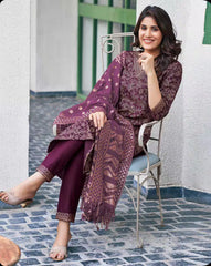 SKYLEE Women Floral Print Straight Kurta Set with Dupatta | Indian Ethnic Wear Online Malaysia | Designer Salwar Suit | Party & Festive Kurti Set