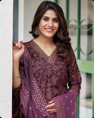 SKYLEE Women Floral Print Straight Kurta Set with Dupatta | Indian Ethnic Wear Online Malaysia | Designer Salwar Suit | Party & Festive Kurti Set