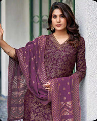 SKYLEE Women Floral Print Straight Kurta Set with Dupatta | Indian Ethnic Wear Online Malaysia | Designer Salwar Suit | Party & Festive Kurti Set