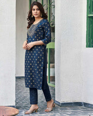 SKYLEE Women Floral Print Straight Kurta Set with Pants & Dupatta | Cotton Blend Ethnic Wear for Women Malaysia | Indian Pakistani Suit Dress