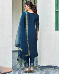 SKYLEE Women Printed Straight Kurta Set with Dupatta | Indian Ethnic Wear Online Malaysia | Cotton Blend Long Kurti Suit for Women | Party & Casual Outfit