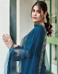 SKYLEE Women Printed Straight Kurta Set with Dupatta | Indian Ethnic Wear Online Malaysia | Cotton Blend Long Kurti Suit for Women | Party & Casual Outfit