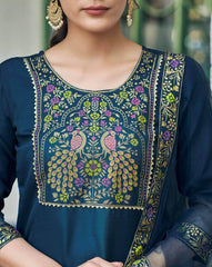 SKYLEE Women Printed Straight Kurta Set with Dupatta | Indian Ethnic Wear Online Malaysia | Cotton Blend Long Kurti Suit for Women | Party & Casual Outfit