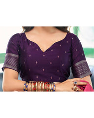 MORLY Women Kanjivaram Silk Saree with Contrast Border | Traditional Indian Saree | Wedding & Party Wear | Premium Silk Saree Malaysia Online