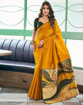 SATRANI Women’s Woven Silk Saree with Contrast Border | Traditional Indian Saree with Blouse Piece | Wedding, Party & Festive Wear Saree Malaysia Online