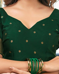 SATRANI Women Floral Silk Saree with Contrast Border | Elegant Party Wear Saree Online Malaysia | Traditional Indian Saree for Wedding & Festive Look