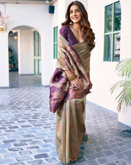 SATRANI Women Floral Woven Silk Saree | Designer Banarasi Saree for Wedding & Party Wear | Silk Saree with Blouse Piece | Online Shopping Malaysia