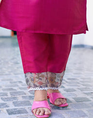 NYRIKA Women’s Embroidered Straight Kurta Set | Art Silk Ethnic Suit with Pants & Dupatta | Indian Pakistani Dress for Women Malaysia Online