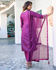 NYRIKA Women’s Embroidered Straight Kurta Set | Art Silk Ethnic Suit with Pants & Dupatta | Indian Pakistani Dress for Women Malaysia Online