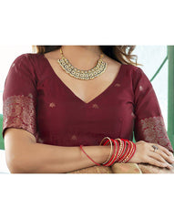 SATRANI Floral Woven Silk Blend Saree with Contrast Blouse Piece | Banarasi Style Indian Saree for Wedding & Party Wear | Silk Saree Online Malaysia