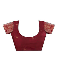 SATRANI Floral Woven Silk Blend Saree with Contrast Blouse Piece | Banarasi Style Indian Saree for Wedding & Party Wear | Silk Saree Online Malaysia