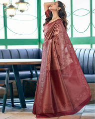 SATRANI Women’s Floral Silk Blend Saree with Contrast Border | Wedding Saree | Party Wear Saree | Traditional Indian Saree Online Malaysia