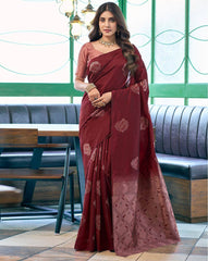 ASATRANI Women’s Printed Silk Blend Saree with Blouse Piece | Designer Indian Saree for Wedding, Party & Festival Wear | Bollywood Style Saree Malaysia