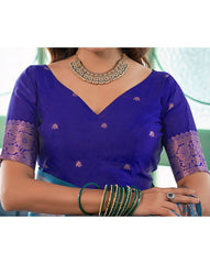 SATRANI Women Zari Woven Silk Blend Saree | Designer Banarasi Style Wedding & Party Wear Saree with Blouse Piece | Traditional Indian Saree Malaysia