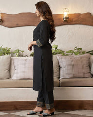 SKYLEE Women Embellished Cotton Blend Straight Kurta Suit Set with Dupatta | Ethnic Wear for Party, Wedding & Festive | Indian Pakistani Salwar Suit Dress Malaysia