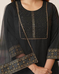 SKYLEE Women Embellished Cotton Blend Straight Kurta Suit Set with Dupatta | Ethnic Wear for Party, Wedding & Festive | Indian Pakistani Salwar Suit Dress Malaysia