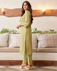 SKYLEE Women Embellished Cotton Blend Straight Kurta Suit Set with Dupatta | Ethnic Wear for Party, Wedding & Festive | Indian Pakistani Salwar Suit Dress Malaysia