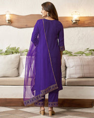 SKYLEE Women Embellished Cotton Blend Straight Kurta Suit Set with Dupatta | Ethnic Wear for Party, Wedding & Festive | Indian Pakistani Salwar Suit Dress Malaysia