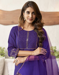 SKYLEE Women Embellished Cotton Blend Straight Kurta Suit Set with Dupatta | Ethnic Wear for Party, Wedding & Festive | Indian Pakistani Salwar Suit Dress Malaysia