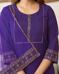 SKYLEE Women Embellished Cotton Blend Straight Kurta Suit Set with Dupatta | Ethnic Wear for Party, Wedding & Festive | Indian Pakistani Salwar Suit Dress Malaysia