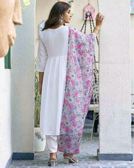 SKYLEE Women Embroidered Straight Kurta Set with Pant & Dupatta | Indian Ethnic Wear | Cotton Blend Kurti Suit for Women Malaysia Online Shopping