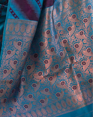 SATRANI Floral Silk Blend Saree with Woven Motifs | Designer Indian Saree Online Malaysia | Wedding & Party Wear Saree Collection