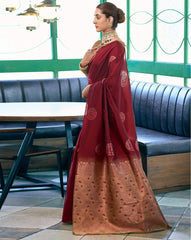 SATRANI Women Printed Silk Blend Saree with Contrast Border | Designer Indian Saree | Party Wear | Wedding Saree Malaysia | Bollywood Ethnic Wear