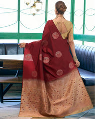 SATRANI Women Printed Silk Blend Saree with Contrast Border | Designer Indian Saree | Party Wear | Wedding Saree Malaysia | Bollywood Ethnic Wear