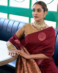 SATRANI Women Printed Silk Blend Saree with Contrast Border | Designer Indian Saree | Party Wear | Wedding Saree Malaysia | Bollywood Ethnic Wear