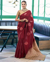 SATRANI Women Printed Silk Blend Saree with Contrast Border | Designer Indian Saree | Party Wear | Wedding Saree Malaysia | Bollywood Ethnic Wear