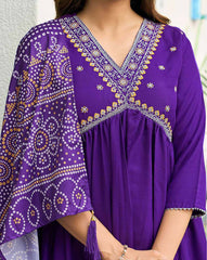 SKYLEE Women’s Embroidered Straight Kurta Set with Pants & Dupatta | Cotton Blend Ethnic Suit | Modest Fashion Kurti Set Malaysia