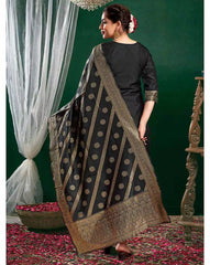 SKYLEE Women Printed Silk Blend Straight Kurta Suit Set with Dupatta & Pants | Stylish Indian Ethnic Wear for Women Malaysia