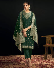 SKYLEE Women’s Woven Silk Blend Straight Kurta Suit Set with Dupatta | Party Wear Kurti Pant Set for Women Malaysia | Elegant Ethnic Outfit for Festive & Casual Wear