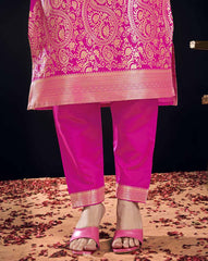 SKYLEE Women’s Silk Blend Woven Straight Kurta Suit Set with Dupatta | Indian Ethnic Wear Kurti Pant Set | Party Wear Kurta Set for Women Malaysia