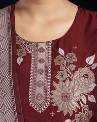 SKYLEE Women’s Floral Woven Silk Blend Straight Kurta Suit Set with Dupatta & Pants | Stylish Ethnic Wear for Women Malaysia | Party & Festive Kurti Set