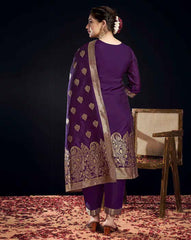 SKYLEE Women’s Silk Blend Woven Straight Kurta Suit Set with Dupatta | Indian Ethnic Wear Kurti Pant Set | Party Wear Kurta Set for Women Malaysia