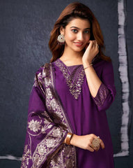 SKYLEE Women’s Embellished & Embroidery Kurta Set with Organza Dupatta | Cotton Blend Straight Kurta Pant Set | Elegant Ethnic Wear for Casual & Festive Outfits Malaysia