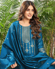 SKYLEE Women Silk Blend Woven Straight Kurta Set with Dupatta | Ethnic Wear Kurti Pant Set | Indian Pakistani Dress for Women | Festive & Party Wear Kurta Suit Malaysia