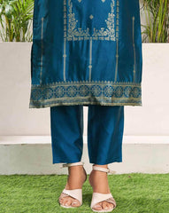 SKYLEE Women Silk Blend Woven Straight Kurta Set with Dupatta | Ethnic Wear Kurti Pant Set | Indian Pakistani Dress for Women | Festive & Party Wear Kurta Suit Malaysia