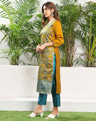 SKYLEE Women Silk Blend Self-Design Kurta Set with Pant & Dupatta | Elegant Ethnic Wear for Wedding, Party & Festive | Calf Length Salwar Suit