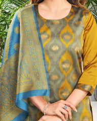 SKYLEE Women Silk Blend Self-Design Kurta Set with Pant & Dupatta | Elegant Ethnic Wear for Wedding, Party & Festive | Calf Length Salwar Suit