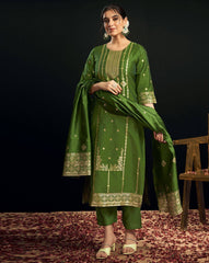 SKYLEE Women Silk Blend Woven Straight Kurta Set with Dupatta | Ethnic Wear Kurti Pant Set | Indian Pakistani Dress for Women | Festive & Party Wear Kurta Suit Malaysia