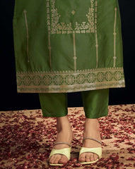 SKYLEE Women Silk Blend Woven Straight Kurta Set with Dupatta | Ethnic Wear Kurti Pant Set | Indian Pakistani Dress for Women | Festive & Party Wear Kurta Suit Malaysia