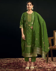 SKYLEE Women Silk Blend Woven Straight Kurta Set with Dupatta | Ethnic Wear Kurti Pant Set | Indian Pakistani Dress for Women | Festive & Party Wear Kurta Suit Malaysia