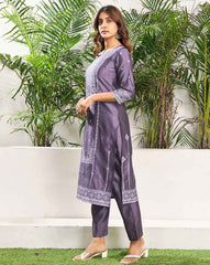 SKYLEE Women Silk Blend Woven Straight Kurta Set with Dupatta | Ethnic Wear Kurti Pant Set | Indian Pakistani Dress for Women | Festive & Party Wear Kurta Suit Malaysia