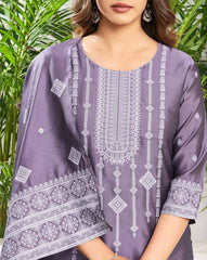 SKYLEE Women Silk Blend Woven Straight Kurta Set with Dupatta | Ethnic Wear Kurti Pant Set | Indian Pakistani Dress for Women | Festive & Party Wear Kurta Suit Malaysia