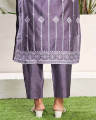 SKYLEE Women Silk Blend Woven Straight Kurta Set with Dupatta | Ethnic Wear Kurti Pant Set | Indian Pakistani Dress for Women | Festive & Party Wear Kurta Suit Malaysia