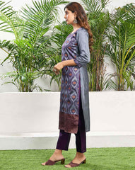 SKYLEE Women Silk Blend Self-Design Kurta Set with Pant & Dupatta | Elegant Ethnic Wear for Wedding, Party & Festive | Calf Length Salwar Suit