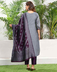 SKYLEE Women Silk Blend Self-Design Kurta Set with Pant & Dupatta | Elegant Ethnic Wear for Wedding, Party & Festive | Calf Length Salwar Suit